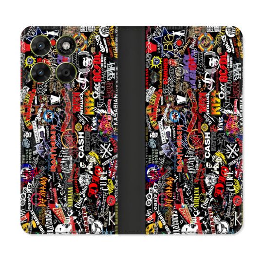 Housse Cuir Portefeuille Pour Motorola Moto G17 / G17 Power Musique Rock Groupe