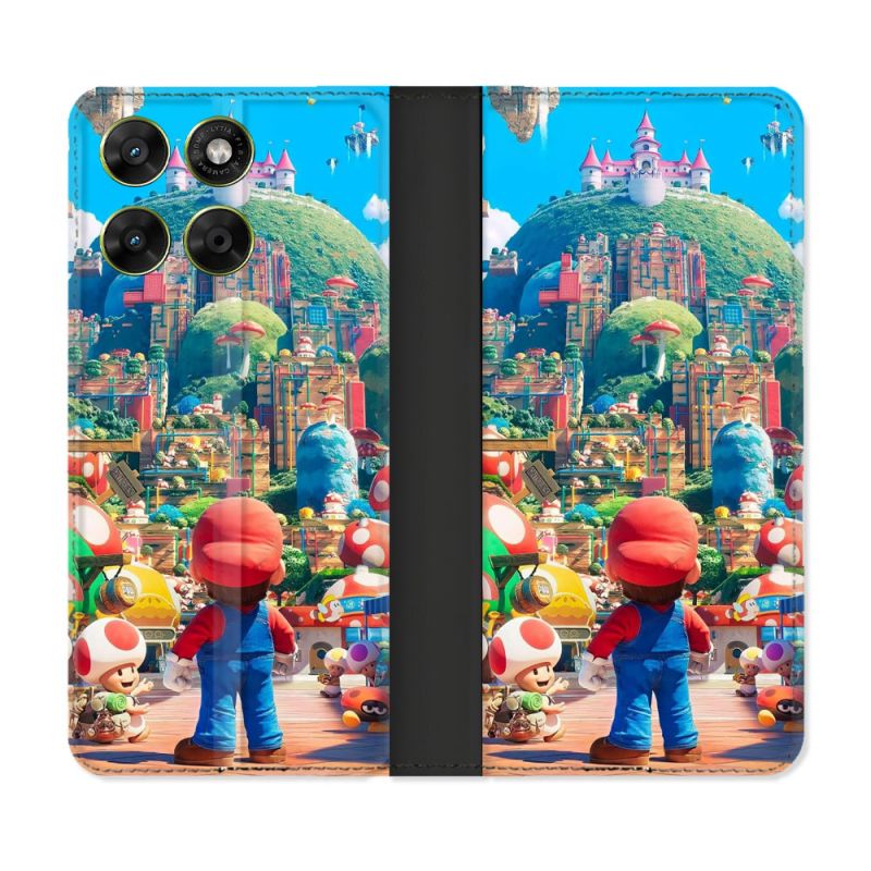 Housse Cuir Portefeuille Pour Motorola Moto G17 / G17 Power Nintendo World