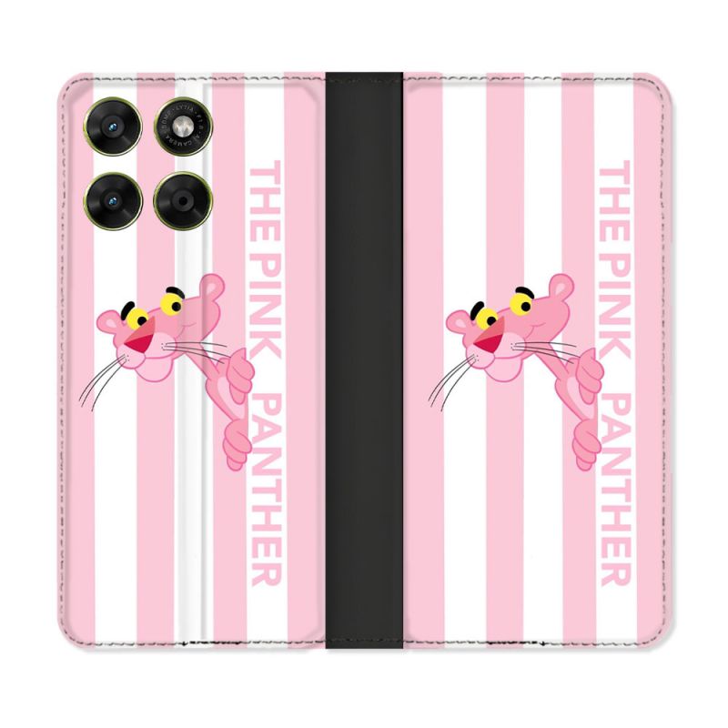 Housse Cuir Portefeuille Pour Motorola Moto G17 / G17 Power Panthere Rose