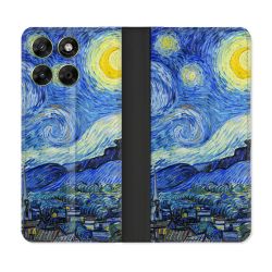 Housse Cuir Portefeuille Pour Motorola Moto G17 / G17 Power Peinture La nuit étoilée
