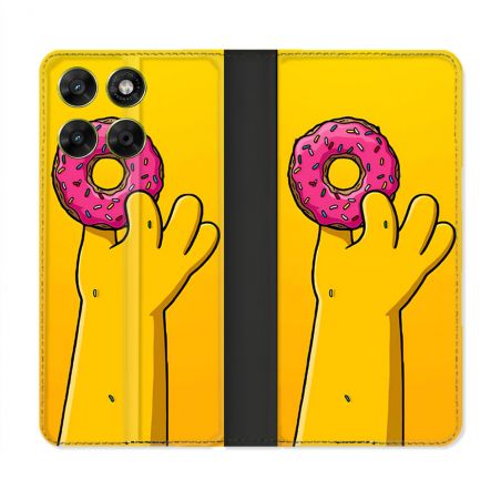 Housse Cuir Portefeuille Pour Motorola Moto G17 / G17 Power Simpson Donuts