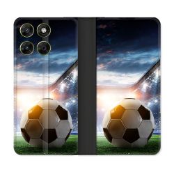 Housse Cuir Portefeuille Pour Motorola Moto G17 / G17 Power Sport Football Stade