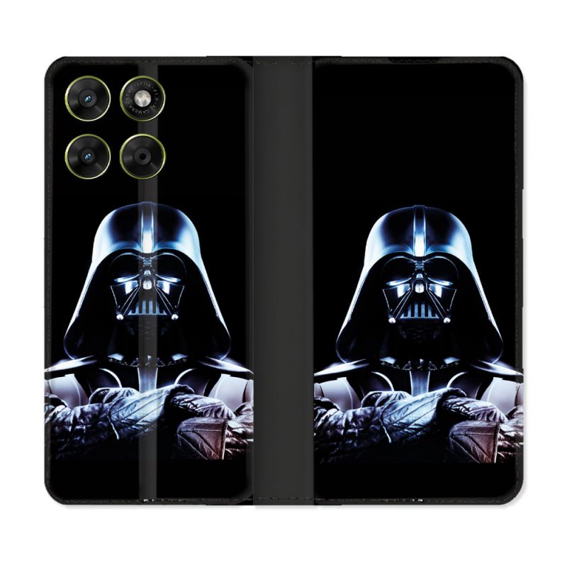 Housse Cuir Portefeuille Pour Motorola Moto G17 / G17 Power Star Wars - Dark Vador Noir