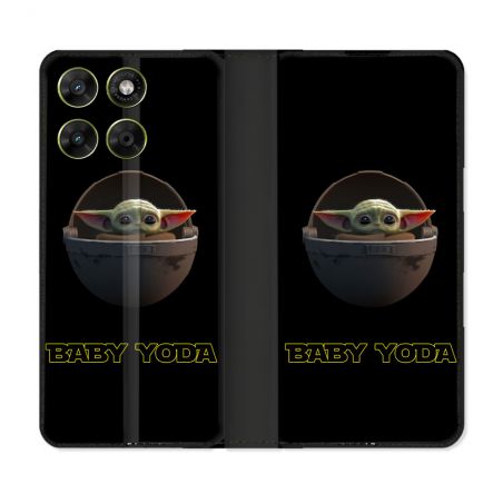 Housse Cuir Portefeuille Pour Motorola Moto G17 / G17 Power Star Wars - Yoda bebe noir