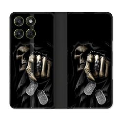 Housse Cuir Portefeuille Pour Motorola Moto G17 / G17 Power Tete de Mort Your Next