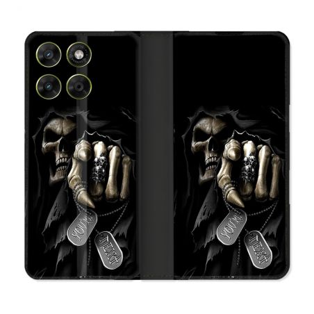Housse Cuir Portefeuille Pour Motorola Moto G17 / G17 Power Tete de Mort Your Next