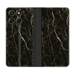 Housse Cuir Portefeuille Pour Motorola Moto G17 / G17 Power Texture Marbre Noir