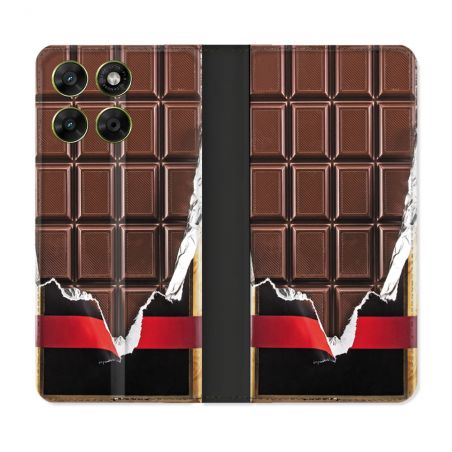 Housse Cuir Portefeuille Pour Motorola Moto G17 / G17 Power Texture Trompe Oeil Chocolat