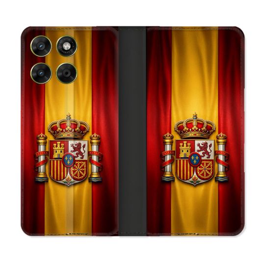 Housse Cuir Portefeuille Pour Motorola Moto G17 / G17 Power Voyage Drapeau Espagne
