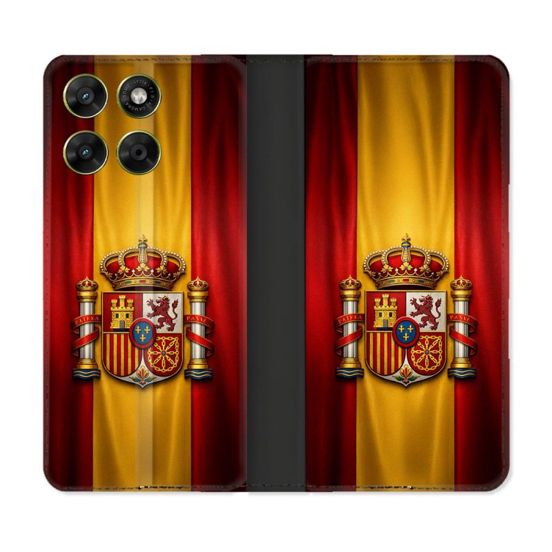 Housse Cuir Portefeuille Pour Motorola Moto G17 / G17 Power Voyage Drapeau Espagne
