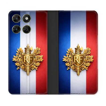 Housse Cuir Portefeuille Pour Motorola Moto G17 / G17 Power Voyage Drapeau France