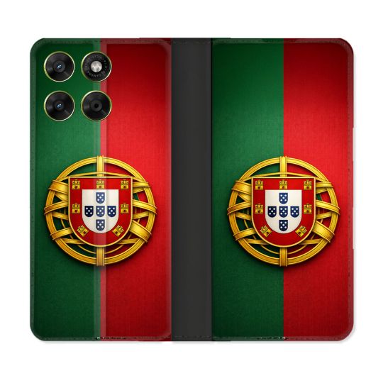 Housse Cuir Portefeuille Pour Motorola Moto G17 / G17 Power Voyage Drapeau Portugal