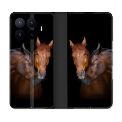Housse Cuir Portefeuille Pour Xiaomi 17T Animal Cheval Marron