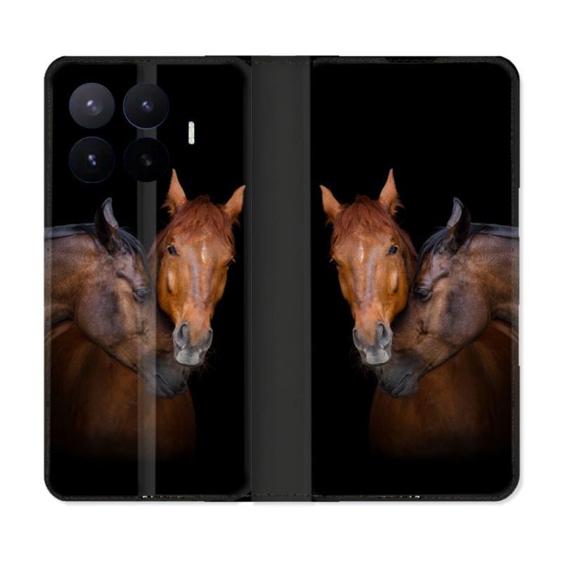 Housse Cuir Portefeuille Pour Xiaomi 17T Animal Cheval Marron