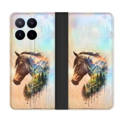 Housse Cuir Portefeuille Pour Xiaomi 17T Animal Cheval Montagne