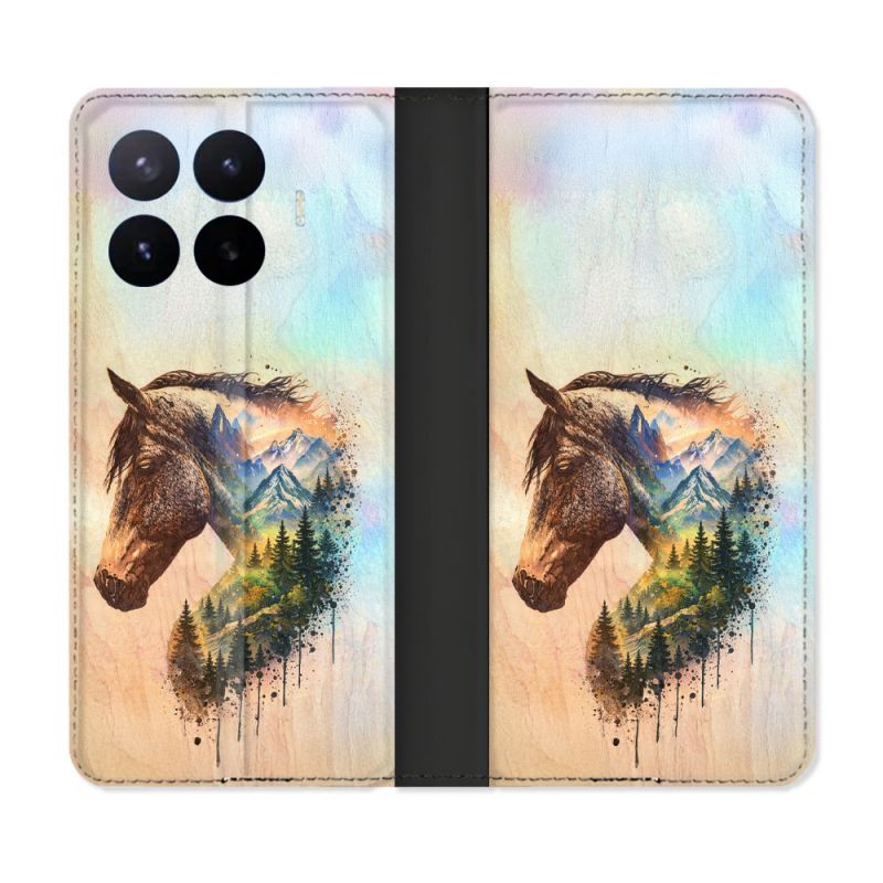 Housse Cuir Portefeuille Pour Xiaomi 17T Animal Cheval Montagne