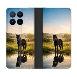Housse Cuir Portefeuille Pour Xiaomi 17T Animal Cheval Reflet