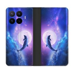 Housse Cuir Portefeuille Pour Xiaomi 17T Animal Dauphin Vague