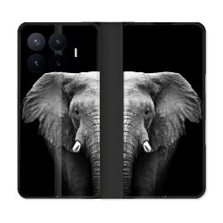Housse Cuir Portefeuille Pour Xiaomi 17T Animal Elephant Noir