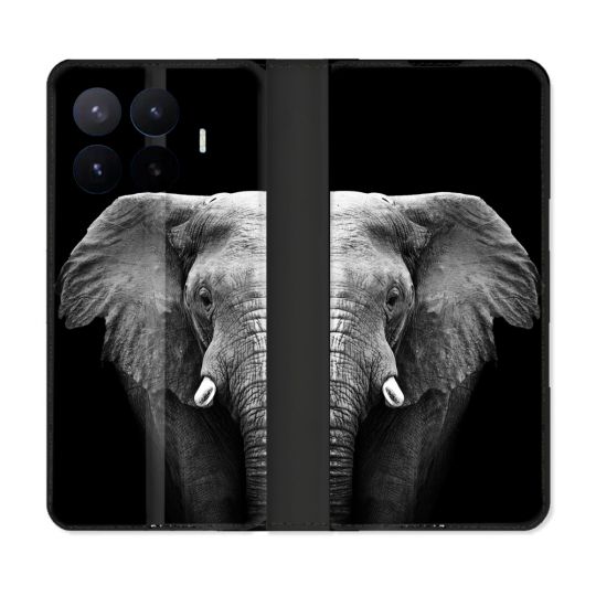 Housse Cuir Portefeuille Pour Xiaomi 17T Animal Elephant Noir
