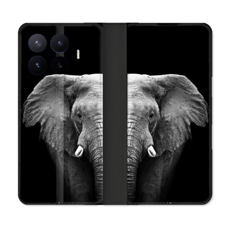 Housse Cuir Portefeuille Pour Xiaomi 17T Animal Elephant Noir
