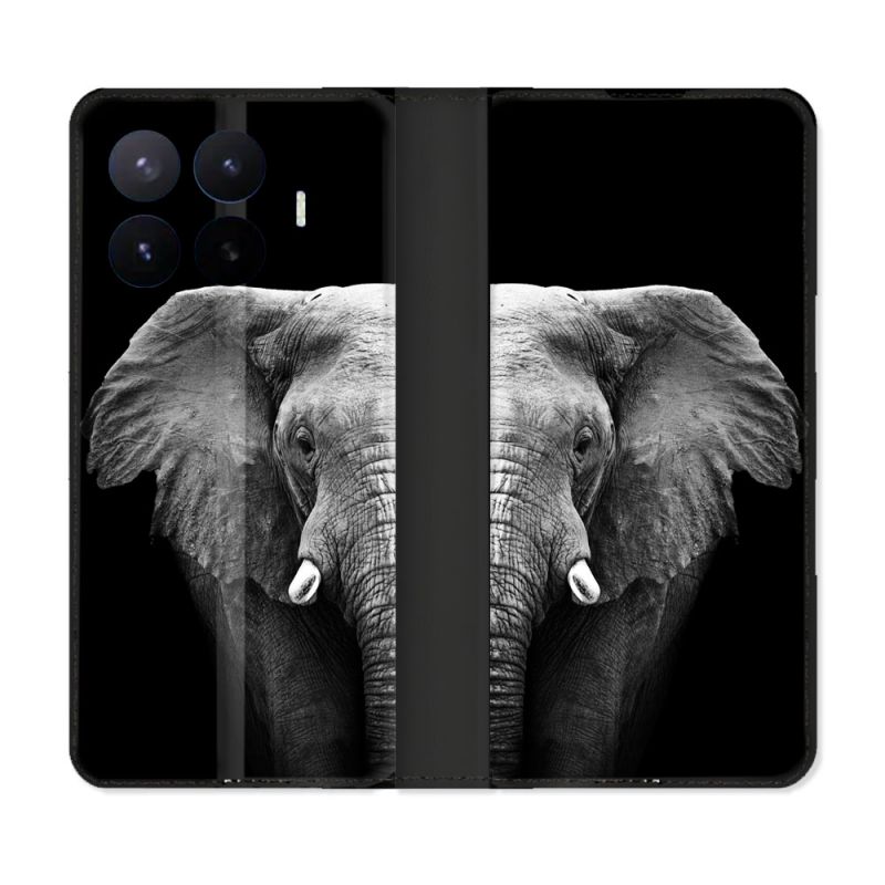 Housse Cuir Portefeuille Pour Xiaomi 17T Animal Elephant Noir