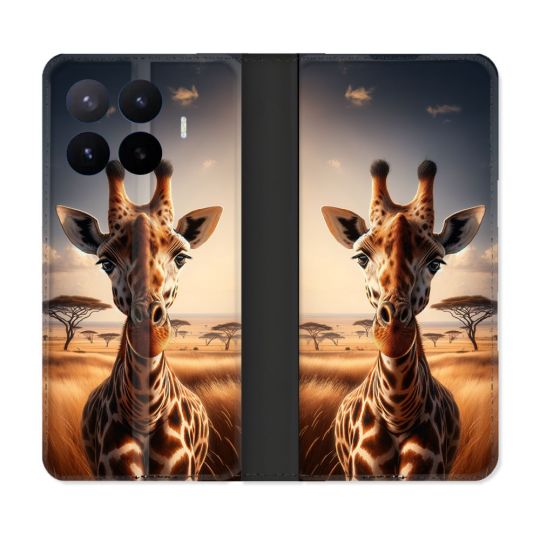 Housse Cuir Portefeuille Pour Xiaomi 17T Animal Girafe Savane