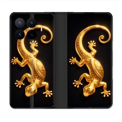 Housse Cuir Portefeuille Pour Xiaomi 17T Animal Lezard Noir 2026