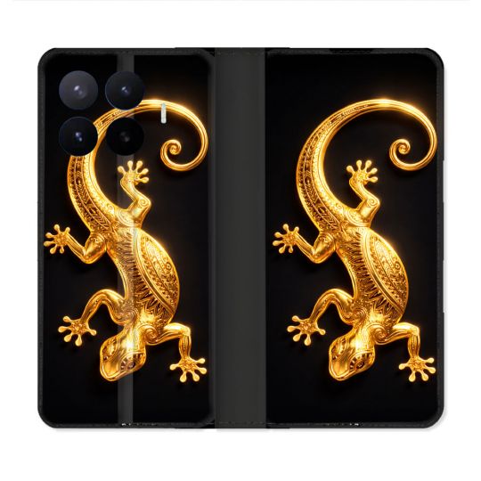 Housse Cuir Portefeuille Pour Xiaomi 17T Animal Lezard Noir 2026