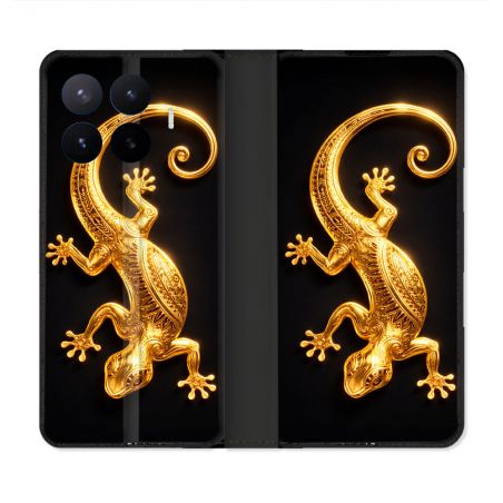 Housse Cuir Portefeuille Pour Xiaomi 17T Animal Lezard Noir 2026