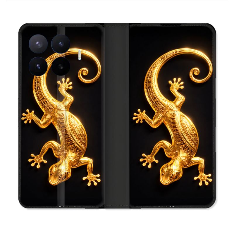 Housse Cuir Portefeuille Pour Xiaomi 17T Animal Lezard Noir 2026