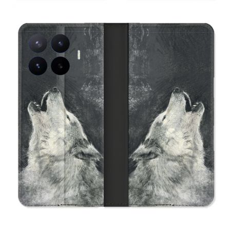 Housse Cuir Portefeuille Pour Xiaomi 17T Animal Loup Hurlement