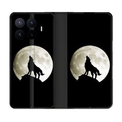 Housse Cuir Portefeuille Pour Xiaomi 17T Animal Loup Noir