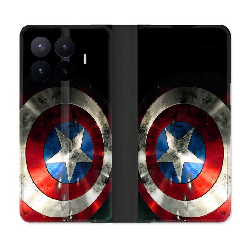 Housse Cuir Portefeuille Pour Xiaomi 17T Captain America Bouclier