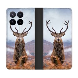 Housse Cuir Portefeuille Pour Xiaomi 17T Chasse Chevreuil Montagne