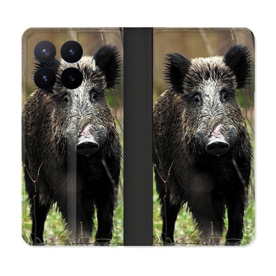 Housse Cuir Portefeuille Pour Xiaomi 17T Chasse Sanglier bois