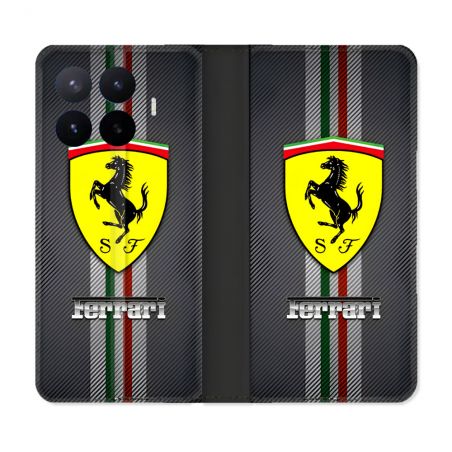 Housse Cuir Portefeuille Pour Xiaomi 17T Ferrari Carbone
