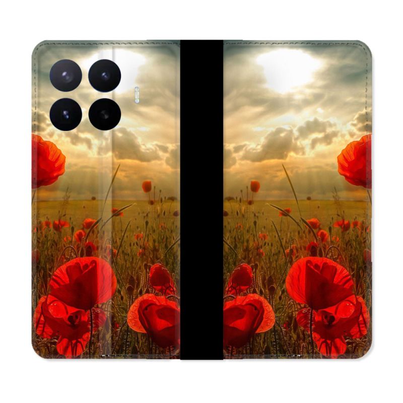 Housse Cuir Portefeuille Pour Xiaomi 17T Fleur Coquelicot
