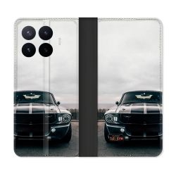Housse Cuir Portefeuille Pour Xiaomi 17T Ford Mustang GT500 Vintage