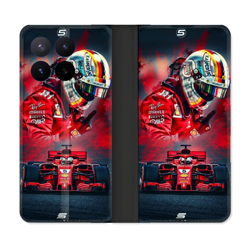 Housse Cuir Portefeuille Pour Xiaomi 17T Formule 1 F1 Ferrari