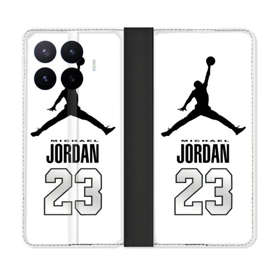 Housse Cuir Portefeuille Pour Xiaomi 17T Jordan 23 Blanc