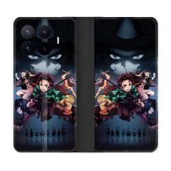 Housse Cuir Portefeuille Pour Xiaomi 17T Manga Demon Slayer Noir