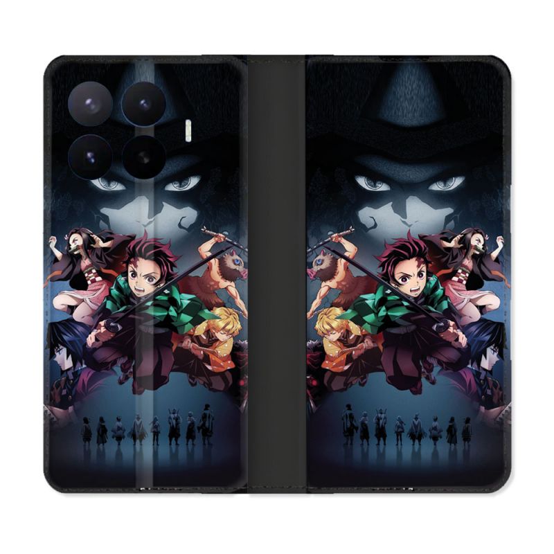 Housse Cuir Portefeuille Pour Xiaomi 17T Manga Demon Slayer Noir