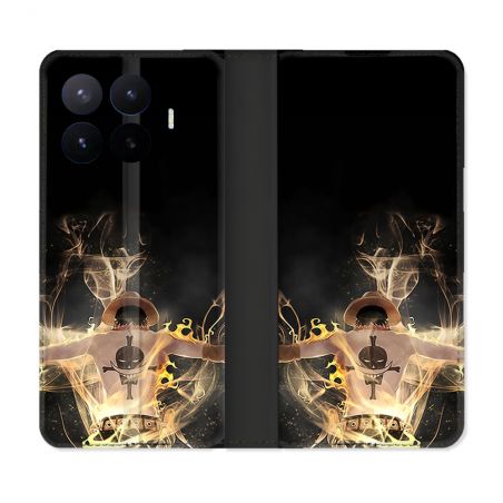 Housse Cuir Portefeuille Pour Xiaomi 17T Manga One Piece Ace Noir