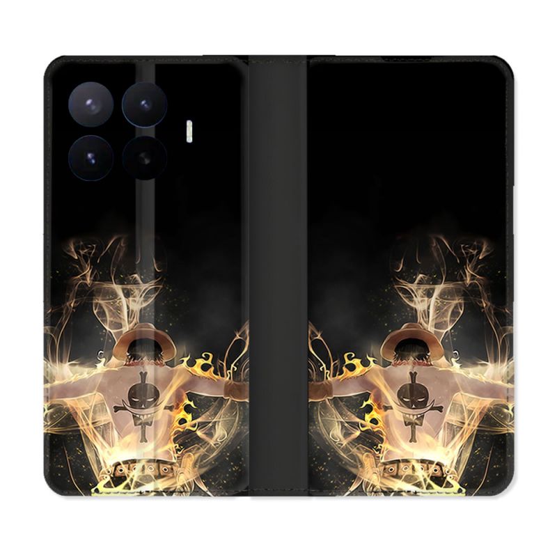 Housse Cuir Portefeuille Pour Xiaomi 17T Manga One Piece Ace Noir