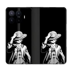 Housse Cuir Portefeuille Pour Xiaomi 17T Manga One Piece Luffy Noir