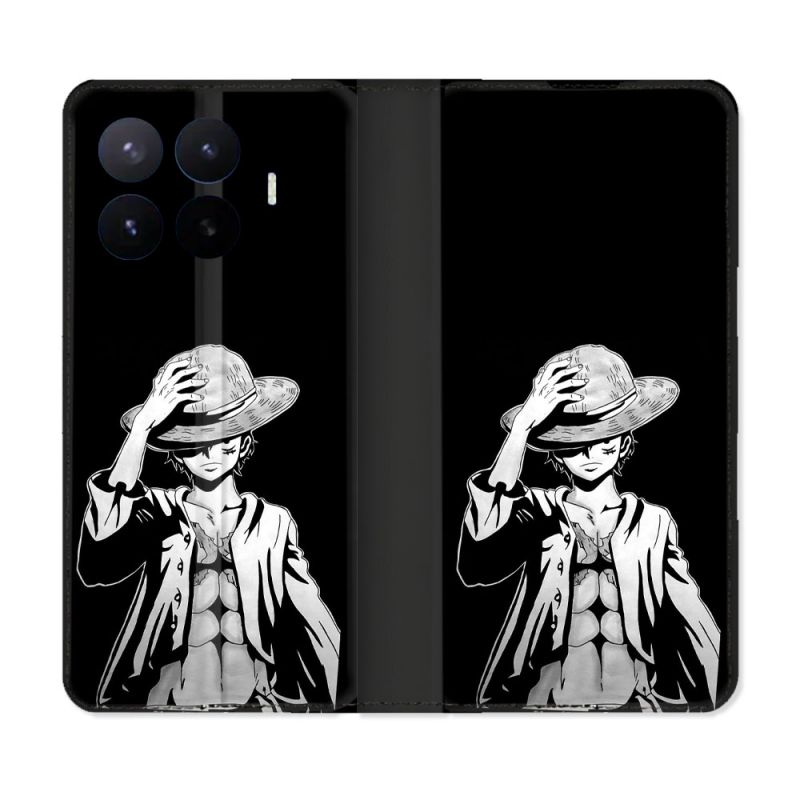 Housse Cuir Portefeuille Pour Xiaomi 17T Manga One Piece Luffy Noir