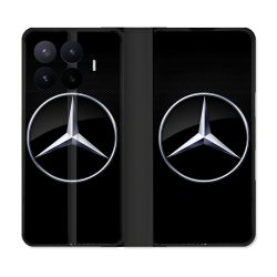 Housse Cuir Portefeuille Pour Xiaomi 17T Mercedes Carbone