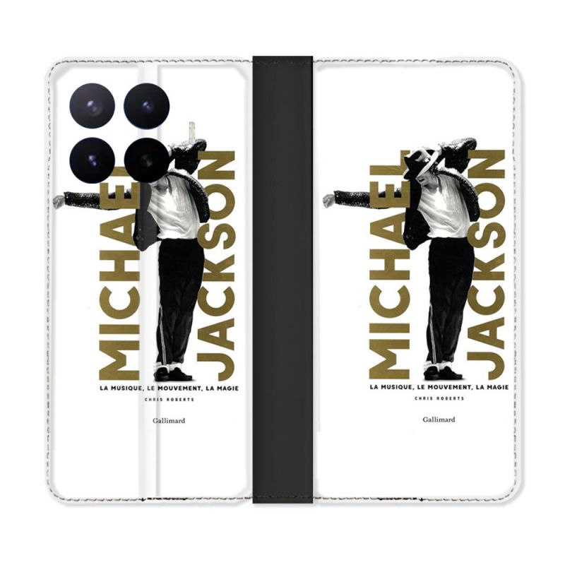 Housse Cuir Portefeuille Pour Xiaomi 17T Michael Jackson Blanc