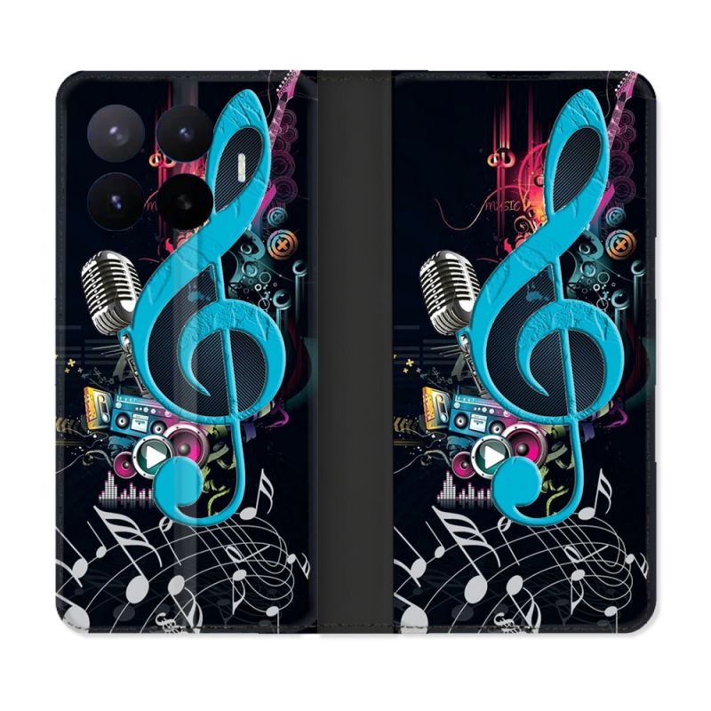 Housse Cuir Portefeuille Pour Xiaomi 17T Musique Cle Sol Bleu